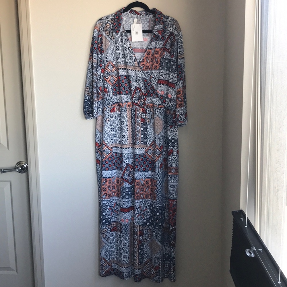 NY Collection Plus Paisley Print Maxi Dress  2X